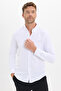 Men's Slim Fit Slim Fit Plain Oxford Embroidered Button-Down Collar White Sports Shirt