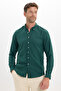 Men's Slim Fit Slim Fit Plain Oxford Embroidered Button down Collar Khaki Sports Shirt - 3