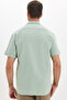 Men's Regular Fit Classic Cut 100% Cotton Linen Texture Green Shirt with Pockets - 8