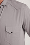 Men's Regular Fit Relaxed Fit Double Pocket Sports Collar Denim Gray Shirt - 4