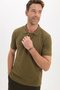 Men's Slim Fit Premium Series 100% Cotton Soft Textured Mercerized Khaki Polo Collar T-Shirt - 8