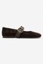 Jonas Brown Suede Genuine Leather Women's Ballerina Shoes with Belt - 4