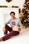 Bordo Geyik Baskılı Regular Fit Örme Pijama Takımı TMNAW25PT00040 - 2
