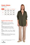 Women's Oversize Wide Cut 100% Cotton Muslin Fabric Long Sleeve Textured Khaki Shirt with Pockets - 3
