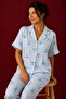 Blue Soft Bow Patterned Summer Pajama Set