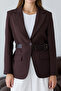 Koyu Kahverengi Kendinden Kemerli Blazer Ceket TWOSS26BC00040 - 4