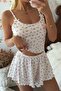 طقم بيجامة بحزام وشورت مزين بنقشة زهور بسيطة من إكرو - 6