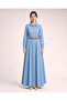 Denim Hijab Dress with Belt Detail - 3