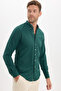 Men's Slim Fit Slim Fit Plain Oxford Embroidered Button down Collar Khaki Sports Shirt - 5