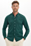Men's Slim Fit Slim Fit Plain Oxford Embroidered Button down Collar Khaki Sports Shirt