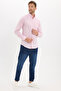 Men's Slim Fit Long Sleeve 100% Cotton Linen Effect Buttoned Collar Comfortable Red Shirt - 2
