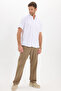 Men's Regular Fit Classic Cut 100% Cotton Linen Texture White Shirt with Pockets - 2