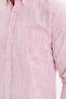 Men's Slim Fit Long Sleeve 100% Cotton Linen Effect Buttoned Collar Comfortable Red Shirt - 6