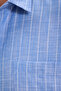 Men's Regular Fit Classic Cut Oversize 100% Cotton Linen Texture Pocketed Striped Short Sleeve Cobalt Blue Shirt - 7