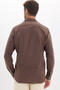 Men's Regular Fit Classic Cut Oversized 100% Cotton Linen Texture Double Pocket Brown Shirt - 8