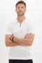 Men's Slim Fit 100% Cotton Knitted Knitwear Zippered White Polo Collar T-Shirt