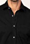 Men's Regular Fit Classic Cut Cotton Single Pocket Dobby Black Shirt - 3