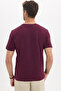 Unisex Regular Fit Comfortable Cut 100% Cotton Crew Neck Burgundy T-Shirt - 8