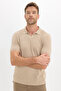 Men's Slim Fit Slim Fit Viscose Fabric Patterned Plain Pique Buttonless Mink Polo Neck T-Shirt - 4