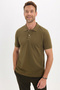 Men's Slim Fit Premium Series 100% Cotton Soft Textured Mercerized Khaki Polo Collar T-Shirt - 3
