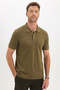 Men's Slim Fit Premium Series 100% Cotton Soft Textured Mercerized Khaki Polo Collar T-Shirt