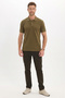 Men's Slim Fit Premium Series 100% Cotton Soft Textured Mercerized Khaki Polo Collar T-Shirt - 2