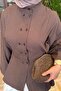 Women's Double Button Detailed Waist Tie Shirt Brown - 5