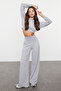Gri Ince Ekstra Yüksek Bel Wide Leg/Geniş Kesim Pantolon TWOAW25PL00026