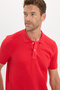Men's Slim Fit Premium Series 100% Cotton Soft Textured Mercerized Red Polo Collar T-Shirt - 4