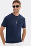 Men's Loose Fit Comfortable Cut 100% Cotton Soft Textured Short Sleeve Navy Blue Crew Neck T-Shirt - 5