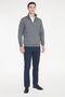 Men's Anthracite-Melange Standard Fit Fleece Lined Zippered Stand-Up Collar Cotton Sweatshirt - 2