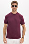 Men's Loose Fit Comfortable Cut 100% Cotton Soft Textured Short Sleeve Burgundy Crew Neck T-Shirt