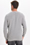 Men's Slim Fit Crew Neck Honeycomb Patterned Gray Knitwear Sweater - 8