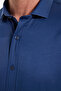 Modern Slim Fit Long Sleeve Plain Satin Cotton Navy Blue Men's Shirt - 6