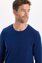Men's Slim Fit Slim Fit Crew Neck Navy Blue Knitwear Sweater - 3