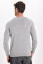 Men's Standard Fit Regular Cut Crew Neck Gray Knitwear Sweater - 8