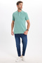 Men's Slim Fit Premium Series 100% Cotton Soft Textured Mercerized Green Polo Collar T-Shirt - 2