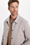 Men's Slim Fit Slim Fit Double Pocketed Snap Closure Stone Coat - 5