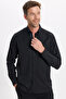 Men's Regular Fit Classic Cut Cotton Oxford Texture Single Pocket Black Button Lapel Shirt - 4