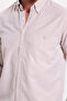 Men's Regular Fit Classic Cut Oxford Texture Lapel Buttoned Pocket Embroidered Stone Shirt - 4