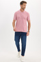 Men's Slim Fit Premium Series 100% Cotton Soft Textured Mercerized Pink Polo Collar T-Shirt - 2