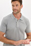 Men's Slim Fit Premium Series 100% Cotton Soft Textured Mercerized Gray Polo Collar T-Shirt - 4