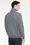 Men's Anthracite-Melange Standard Fit Fleece Lined Zippered Stand-Up Collar Cotton Sweatshirt - 5