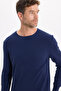 Men's Slim Fit Narrow Cut Crew Neck Honeycomb Patterned Sweater