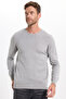 Men's Standard Fit Regular Cut Crew Neck Gray Knitwear Sweater - 3
