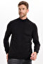 Men's Slim Fit Slim Fit Soft Texture Non-Pilling Black Half Turtleneck Knitwear Sweater - 5