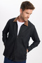 Men's Regular Fit Comfortable Cut Velvet Collar Zippered Denim Black Jacket Shirt - 4