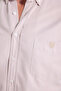 Men's Regular Fit Classic Cut Oxford Texture Lapel Buttoned Pocket Embroidered Stone Shirt - 7