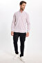 Men's Regular Fit Classic Cut Oxford Texture Lapel Buttoned Pocket Embroidered Stone Shirt - 2
