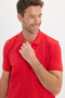 Men's Slim Fit Premium Series 100% Cotton Soft Textured Mercerized Red Polo Collar T-Shirt - 5